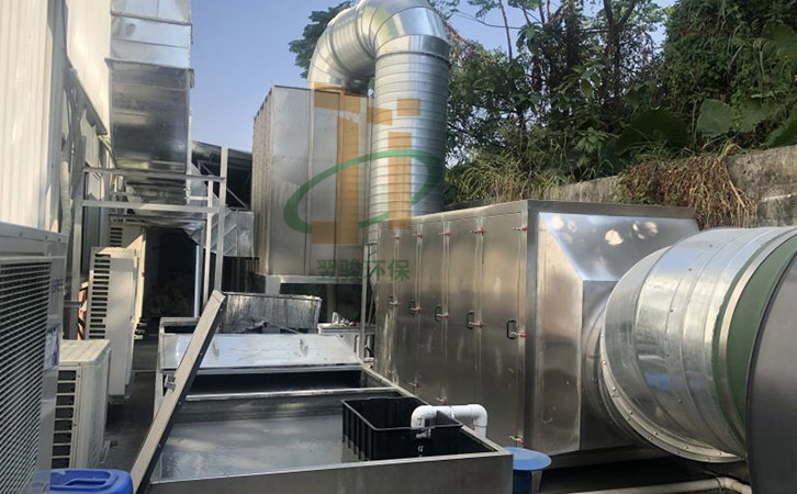 VOCS有機(jī)廢氣處理工程升級改造氣旋混合噴淋塔+活性炭環(huán)保設(shè)備工程案例