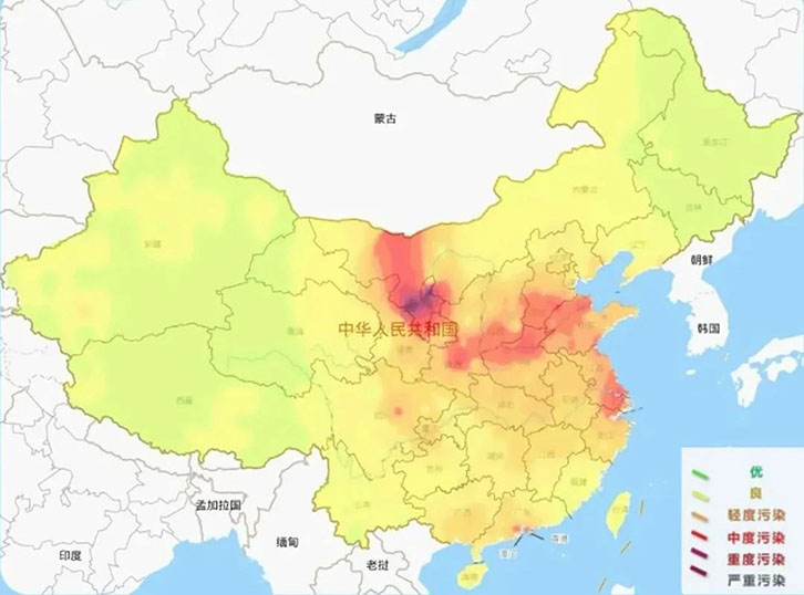 2021年6月6日全國AQI區域分布圖